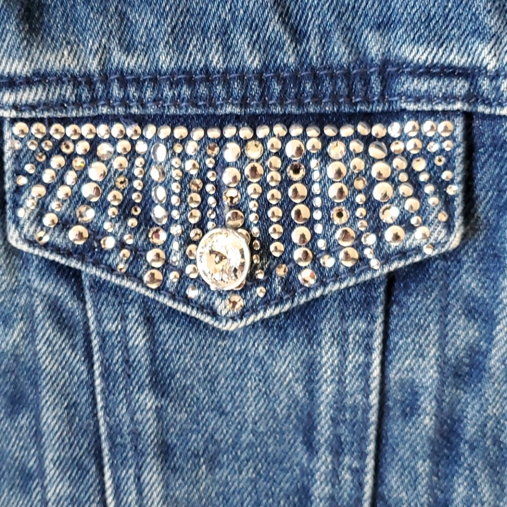 Christine Alexander embellished jean jacket vest S - Picture 4 of 6
